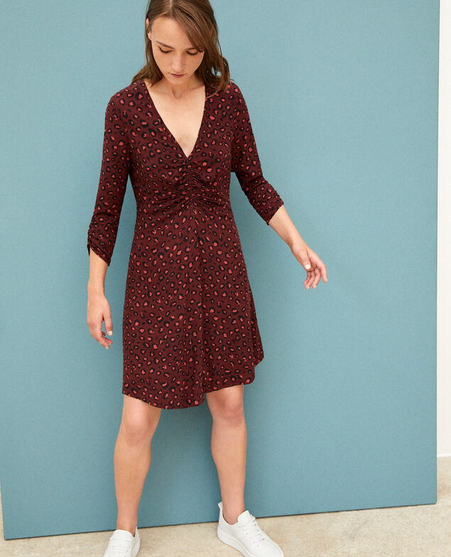 Vestido con escote de pico Marrón