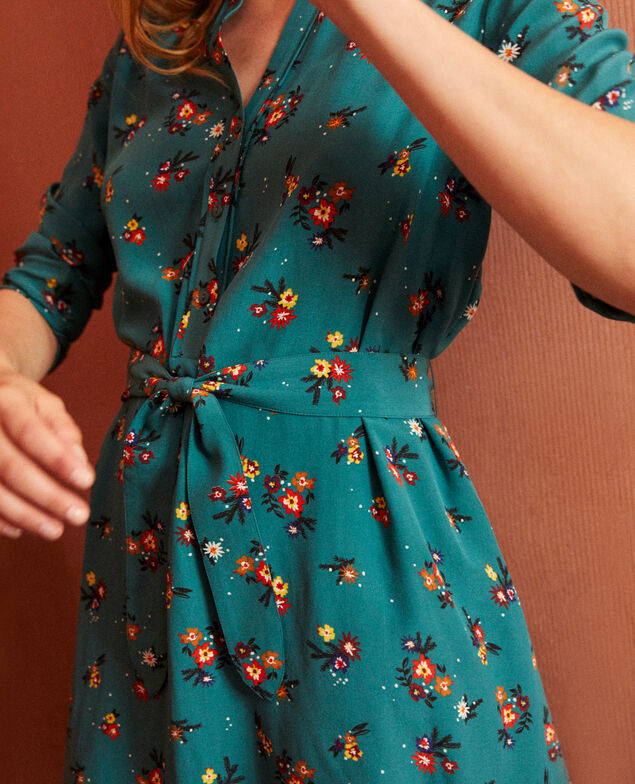 Vestido camisero con cinturón Bouquet mediteranea