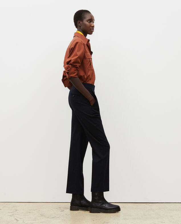 MARCELLE - Pantalón de traje de lana recto Night sky