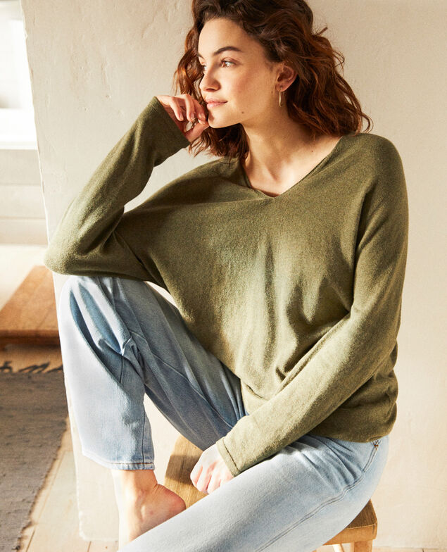 Jersey con cachemir Cheng olive