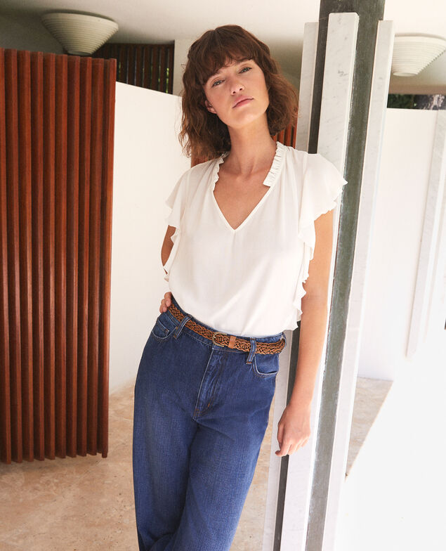 Blusa con volantes Blanco