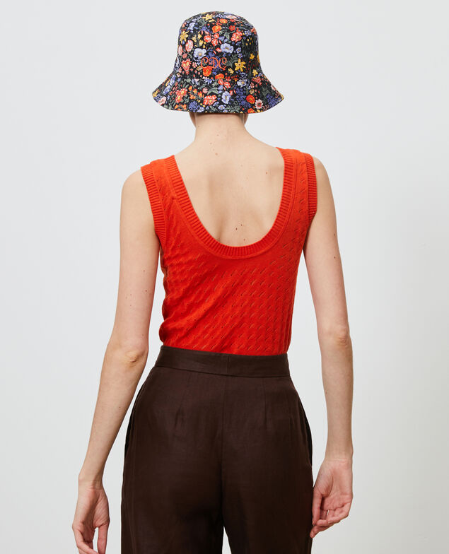 Camiseta de tirantes de algodón y lino Pureed pumpkin
