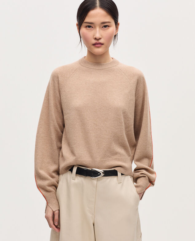 Jersey con cuello redondo de cachemir K321 tan st pumpkin