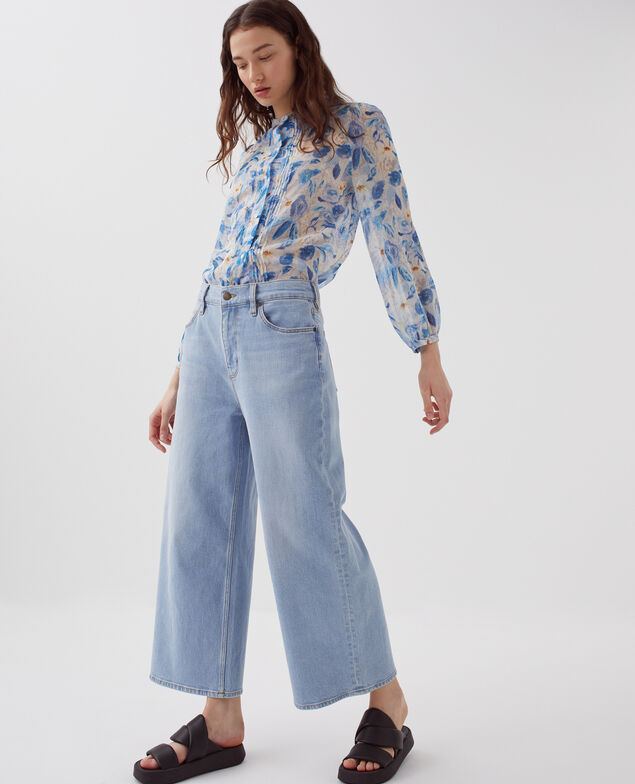 Blusa fluida de manga larga H600 window blue