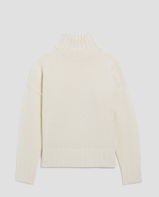 Jersey de lana con cuello alto I010 glass green beige