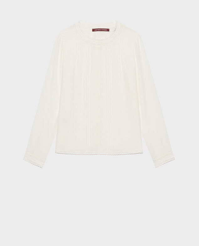 Blusa fluida de seda y encaje Gardenia