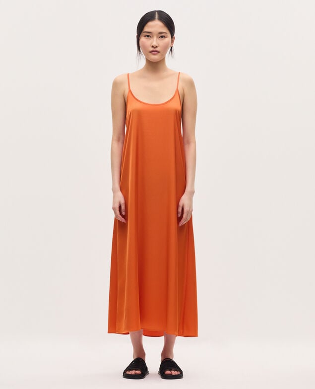 Vestido lencero satinado K240 apricot orange