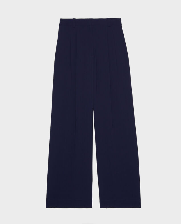 Pantalón de viscosa ancho y fluido con pinzas Maritime blue