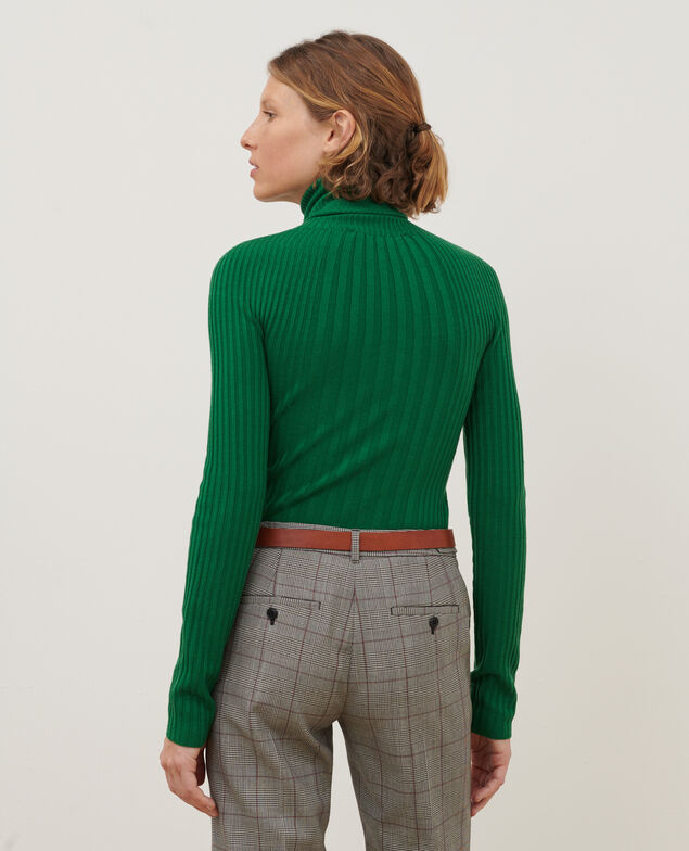 Jersey cuello vuelto de lana merino A541 bright green knit