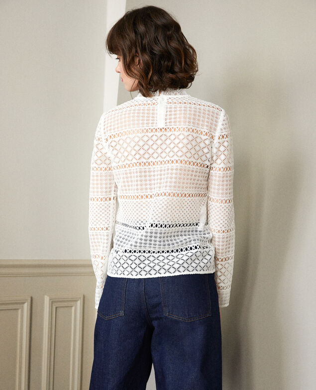 Blusa de encaje calado Blanco