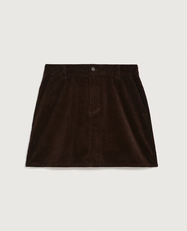 Falda corta de pana U380 dark brown
