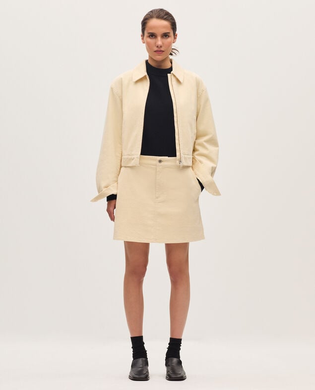 Falda corta de pana U010 off white