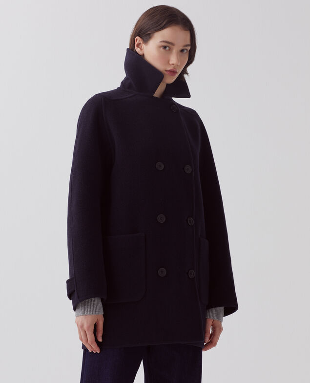 Chaquetón de longitud media de doble cara U690 navy