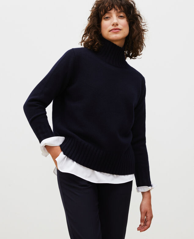 Jersey de lana de cuello alto con anchos canalés Night sky