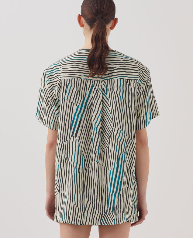 Camisa fluida con estampado de cebra J014 big zebra ecru