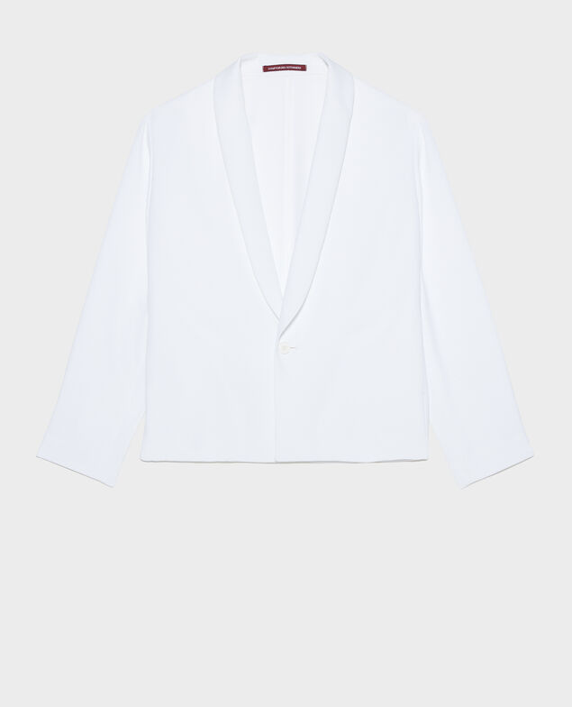 Chaqueta de smoking de poliéster fluido Optical white