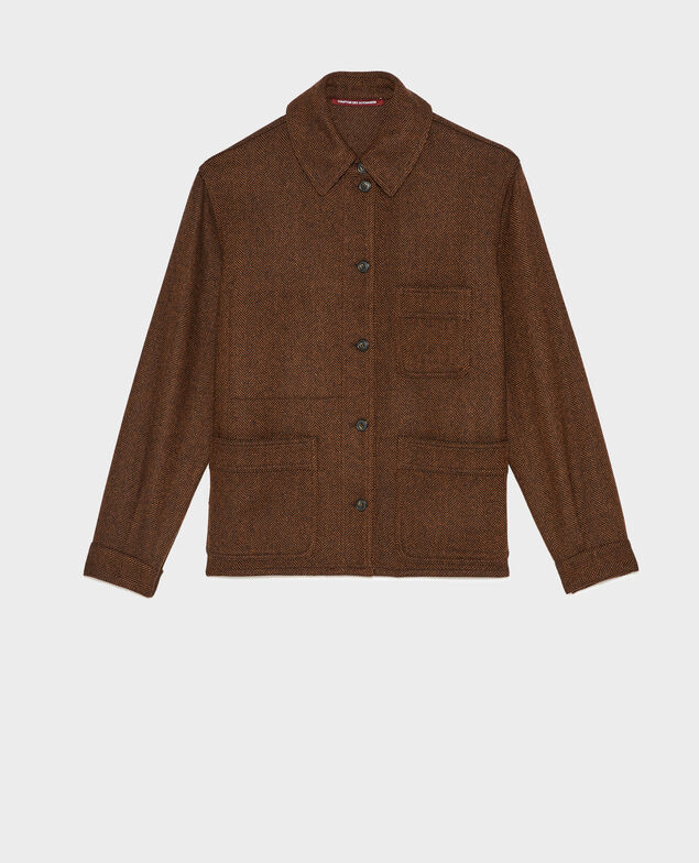 Chaqueta de trabajo de lana con botones Coffee bean