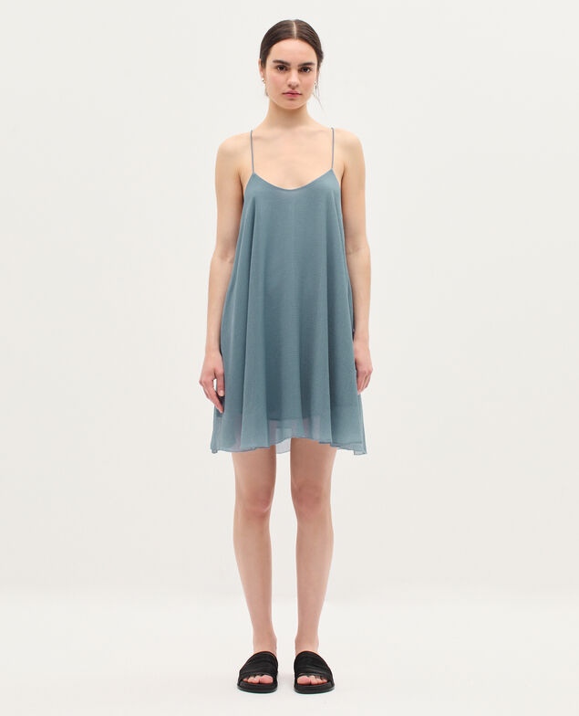 Vestido corto de muselina  K631 blue lake
