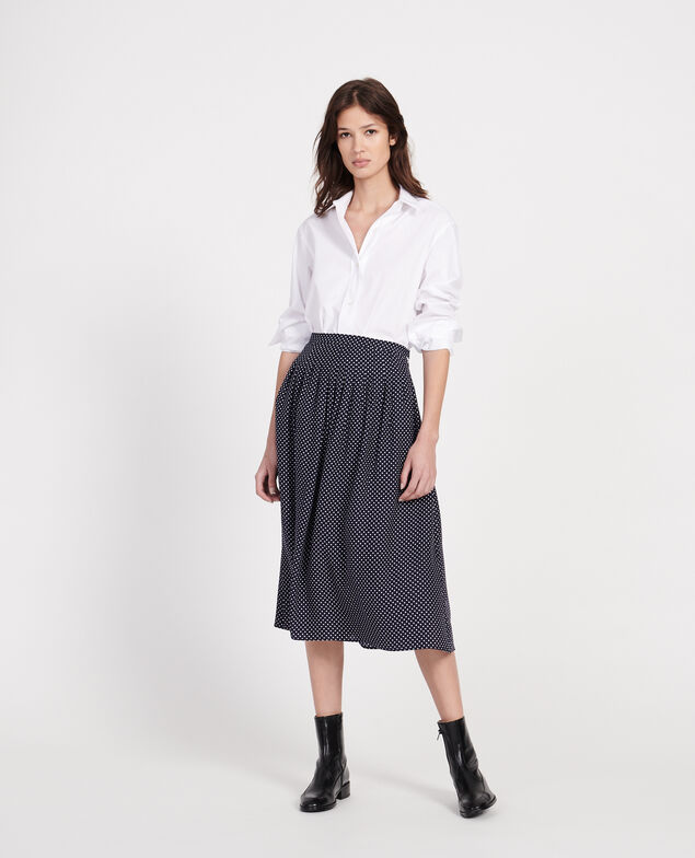 Falda 100 % de seda Dots maritime blue