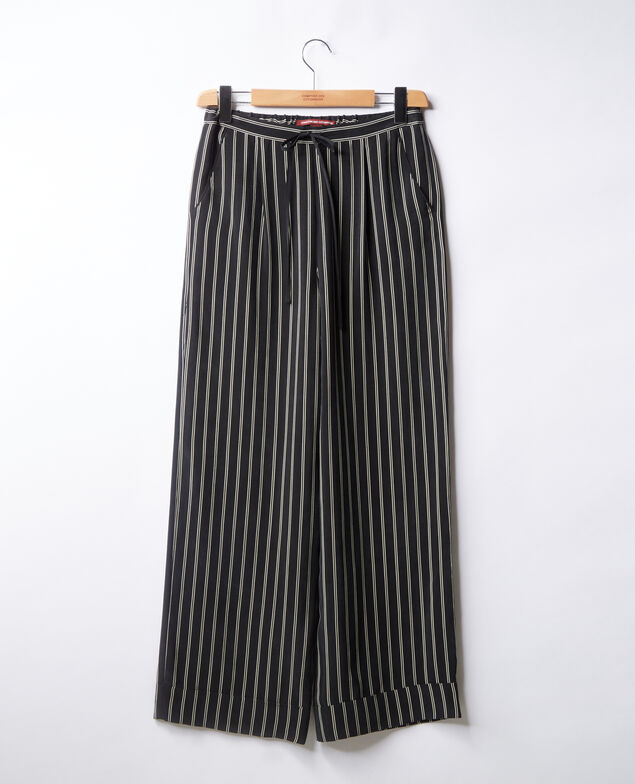 Pantalón amplio y fluido rayado Black/off white stripes