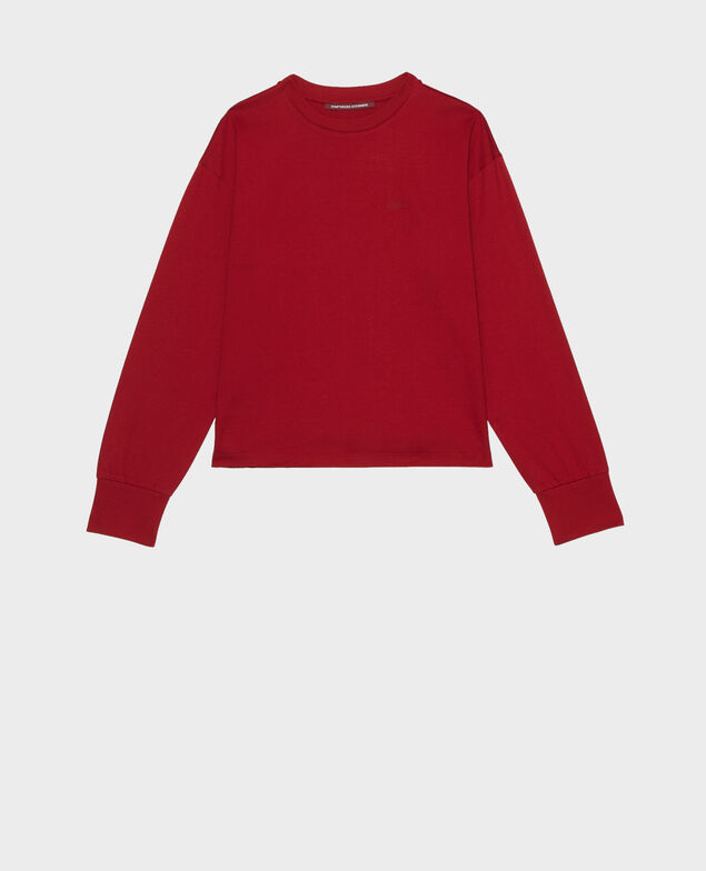  Camiseta de algodón con cuello barco y manga larga Royale red