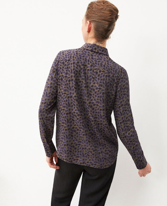 Camisa de corte recto Dot leaves olive night