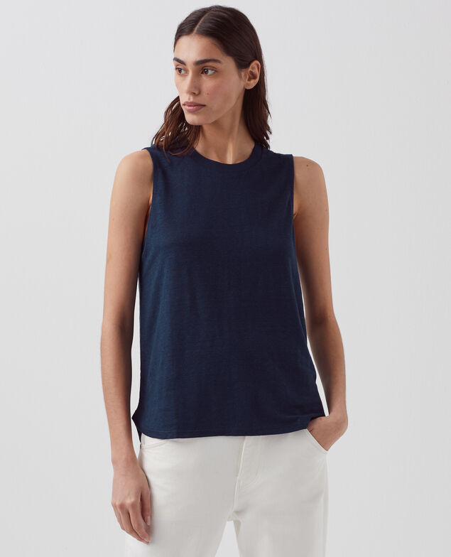 MARCELLE - Camiseta de lino sin mangas H695 night sky