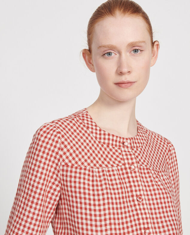 Blusa de lino Vichy ketchup buttercream