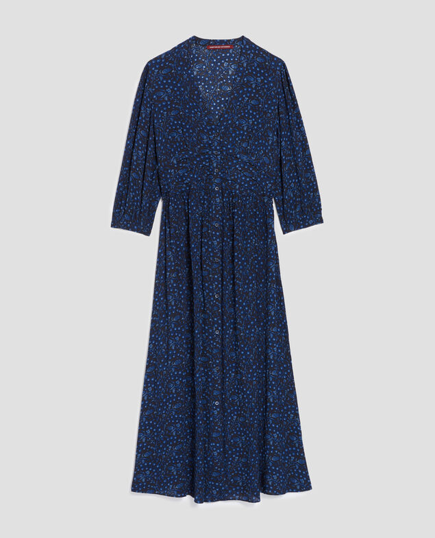 Vestido largo fluido I662 batik navy