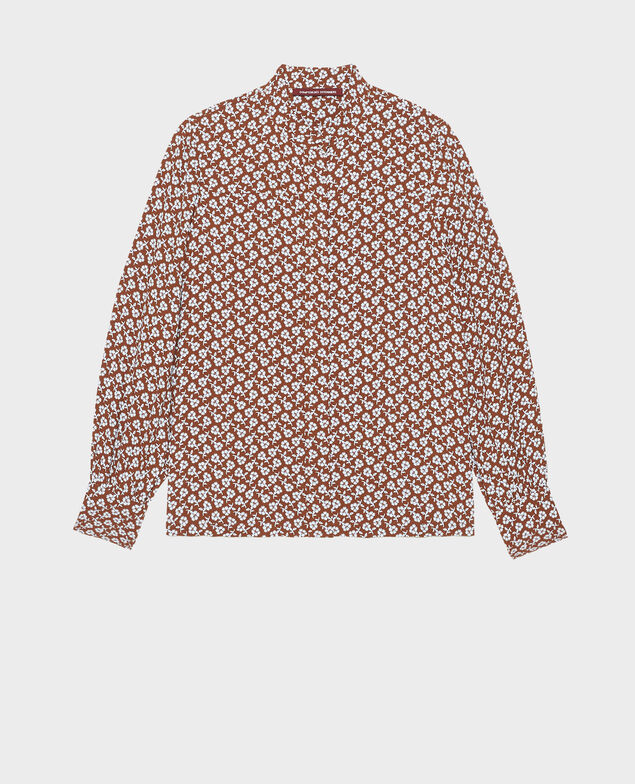 Blusa con manga larga y estampado floral Print fleurettes tortoise shell