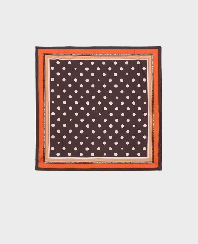 Foulard cuadrado de seda con lunares Black coffee
