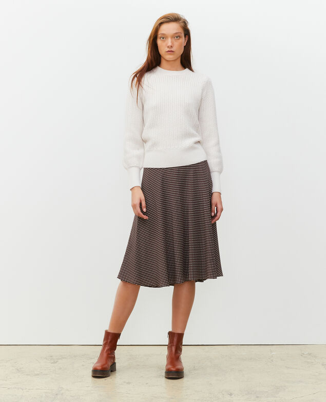 Jersey de lana con cuello redondo, trenzas y espigas Jet stream