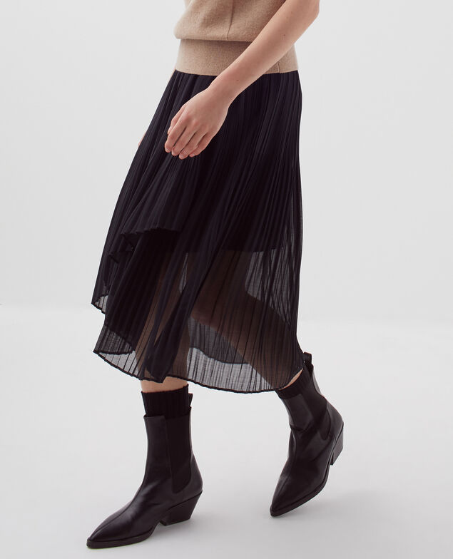 Falda midi plisada fluida H091 black beauty