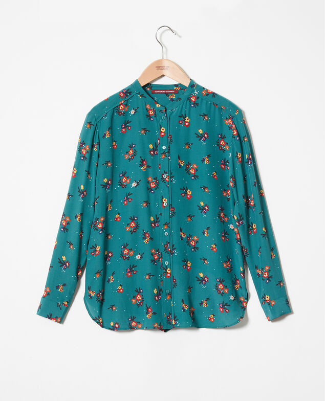 Blusa de cuello mao Bouquet mediteranea