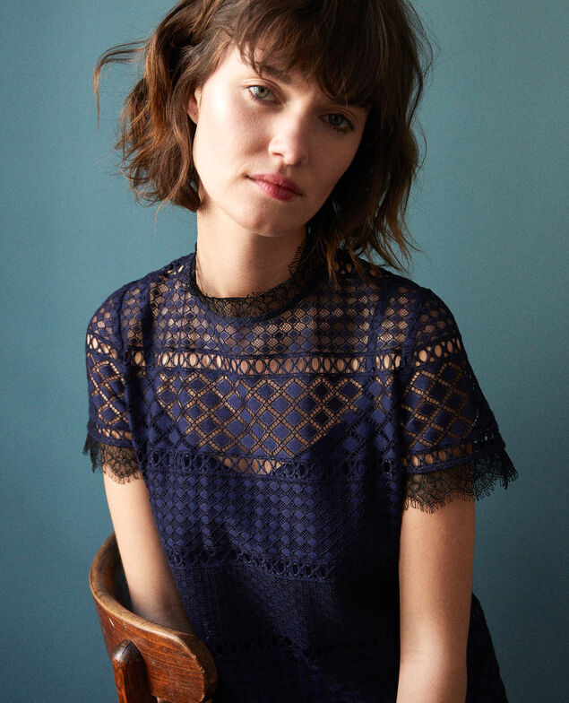 Blusa de encaje calado Peacoat