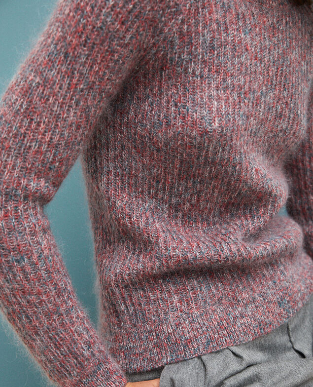 Jersey jaspeado de mohair Pompeian red/ultra green/off white