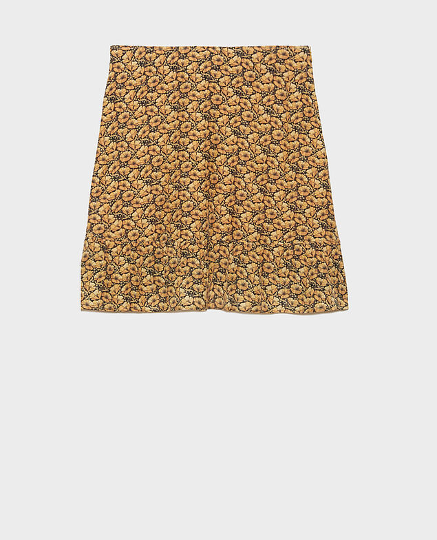 Falda corta estampada de seda Print artdeco lemoncurry