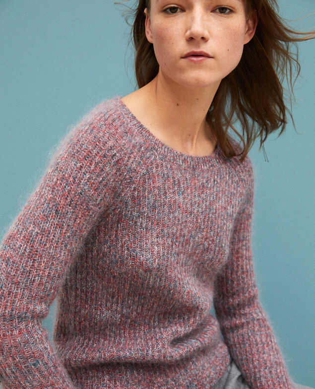 Jersey jaspeado de mohair Pompeian red/ultra green/off white