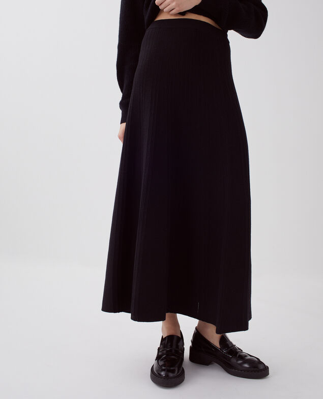 Falda larga de lana merino H091 black beauty