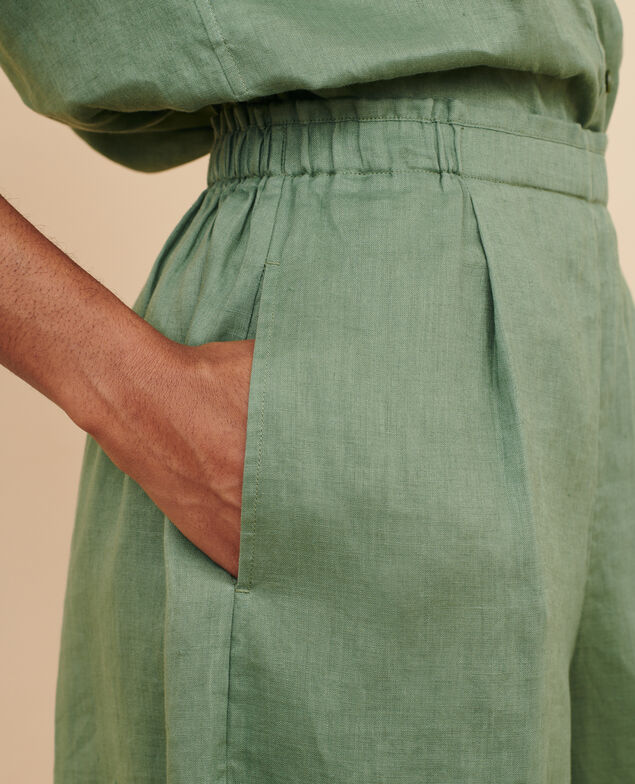 BABETH - Falda-pantalón de lino 52 green