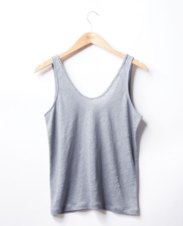 Camiseta de lino con tirantes Washed blue