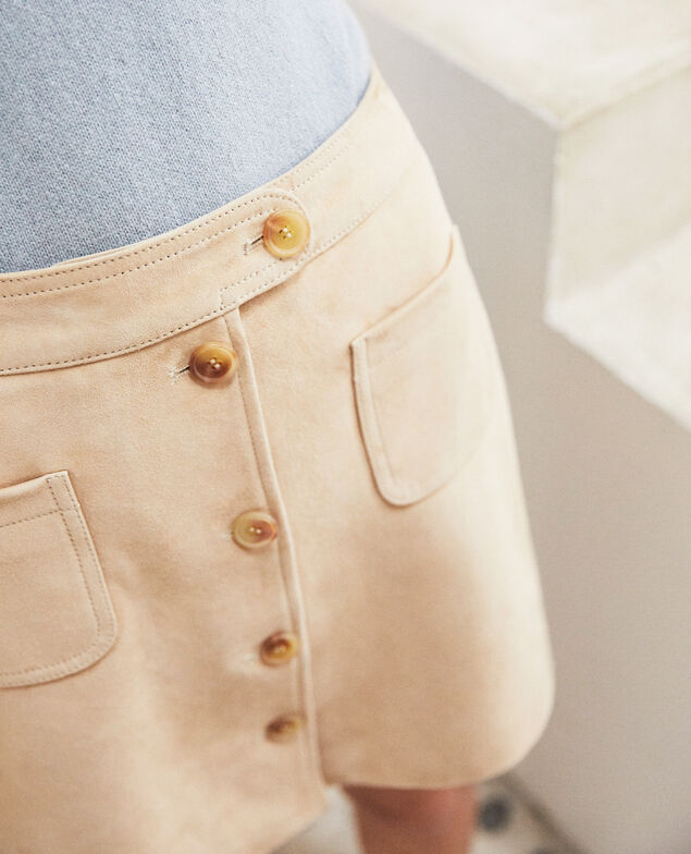 Falda corta de ante Camel beige