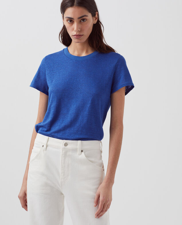 AMANDINE - Camiseta con cuello redondo de lino H660 sodalite blue