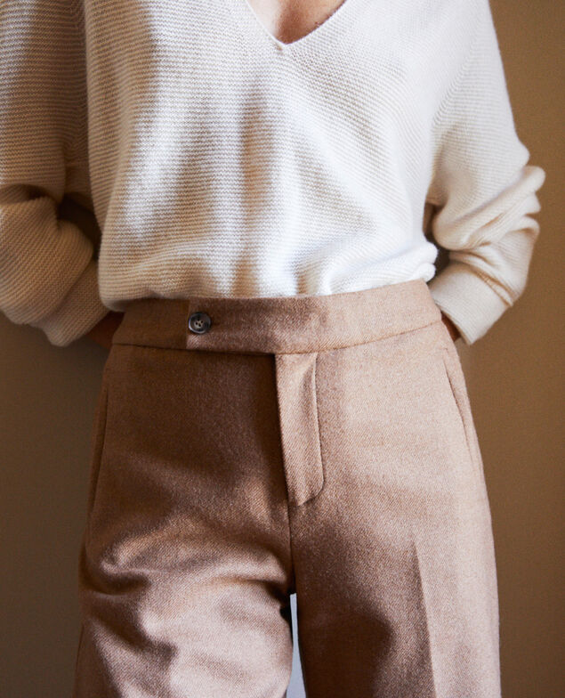 Pantalón sastre con lana Camel