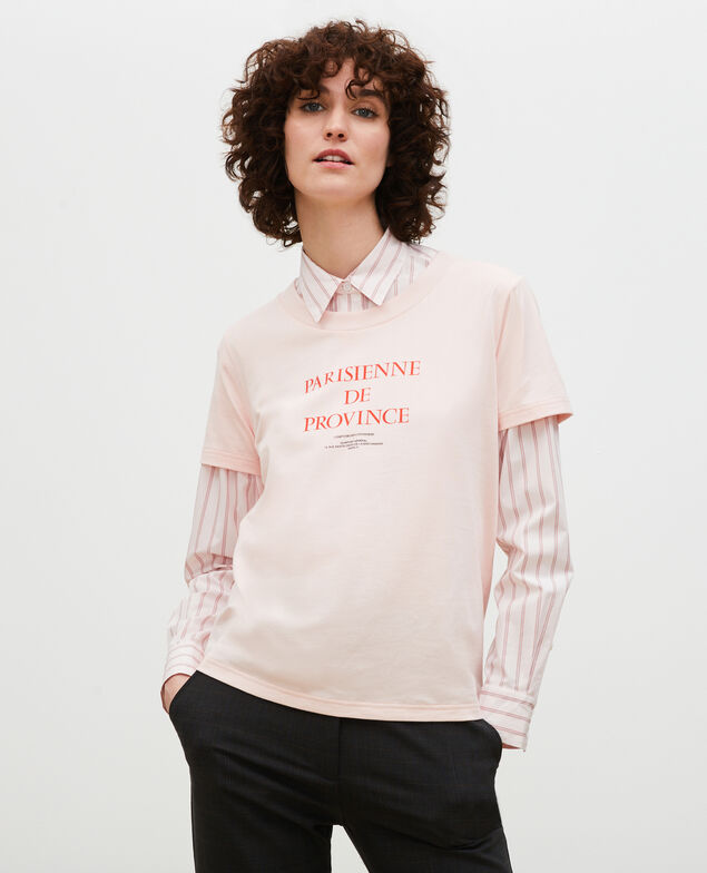 Camiseta de algodón manga corta Seashell pink