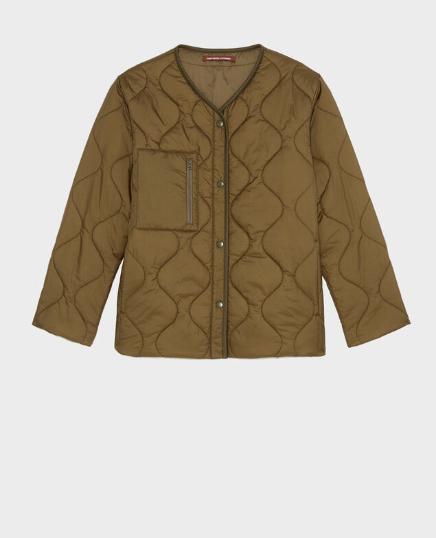 Chaqueta plumas amplia con cuello de pico  Military green