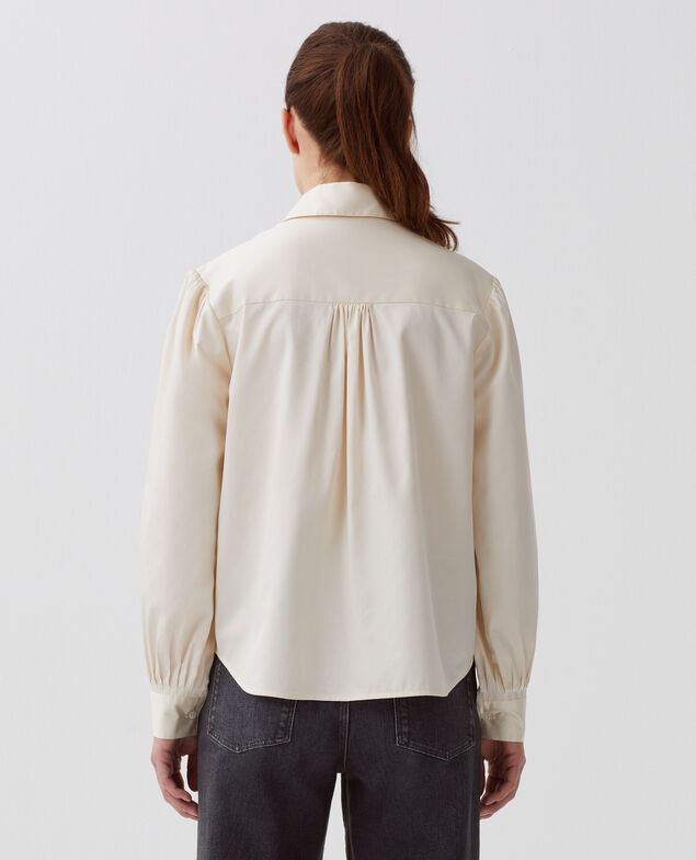 Camisa de algodón satinado I300 pearled ivory