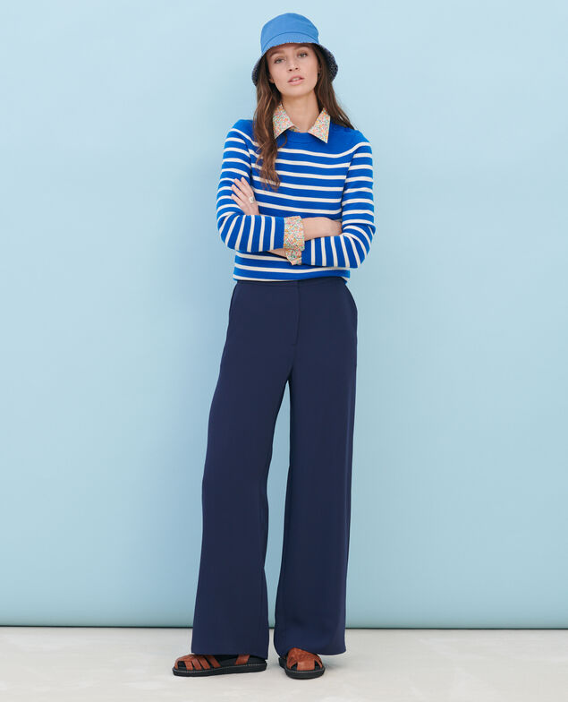 YVONNE - Pantalón con ancho talle alto Night sky