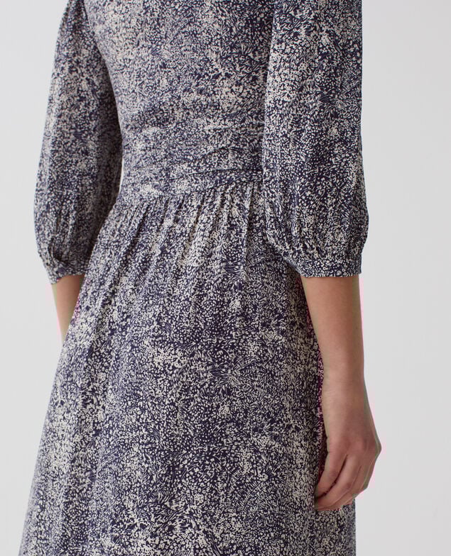 Vestido largo fluido H690 micro fl navy