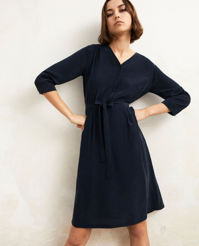 Vestido midi con seda Ink navy